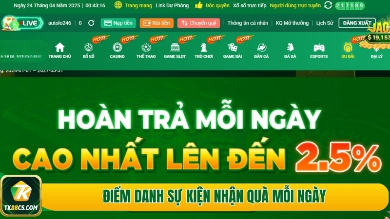 Điểm danh sự kiện nhận quà mỗi ngày Điểm danh sự kiện nhận quà mỗi ngày
