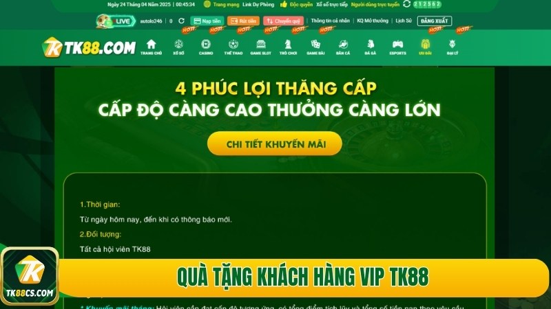 Quà tặng khách hàng VIP TK88 Quà tặng khách hàng VIP TK88